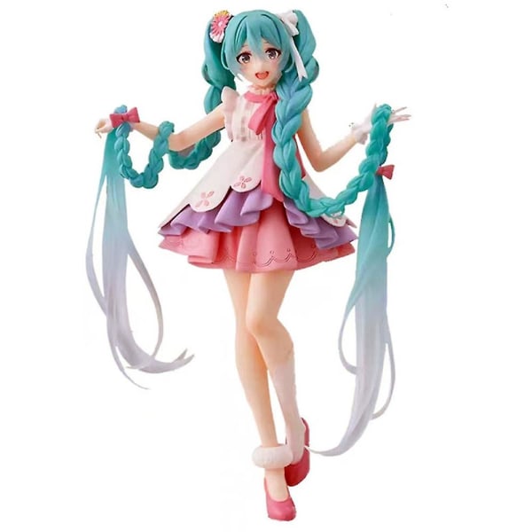 Hatsune Miku Anime Actionfigur Leksaker Sakura Miku Kaninöron Miku Långt Hår Flätor Miku Samlarobjekt PVC Modell Statyett Dockor Leksaker Fans Gåvor Braids