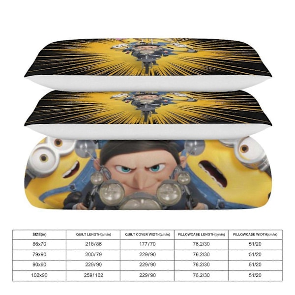 x501 Minion 3-delt Sengesæt Varmt og Behageligt Blødt Dynebetræk Sengesæt med 1 Dynebetræk og 2 Pudebetræk til Soveværelse b501 135x200cm 53x78in