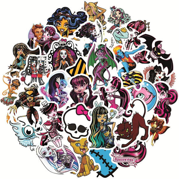 50 kpl Monster High -tarroja vesipulloihin, teini-ikäisille ja aikuisille, vesipulloihin, kannettaviin tietokoneisiin, puhelimiin, hydrokolviin, matkatarroihin, vedenpitäviin vinyylitarroihin