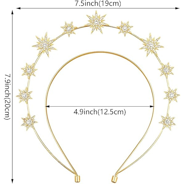 Halo Crown, Måne Stjärnor Halo Crown Hårband, Crown Celestial Hårband, Goddess Halo Crown Kostym Bröllop Hårprydnad för Kvinnor och Flickor