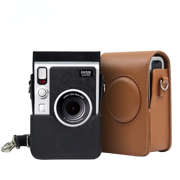 Polaroid læder kamera cover mini evo opbevaring læder taske pu læder kamera beskyttelsestaske digital fotografering læder taske Black texture