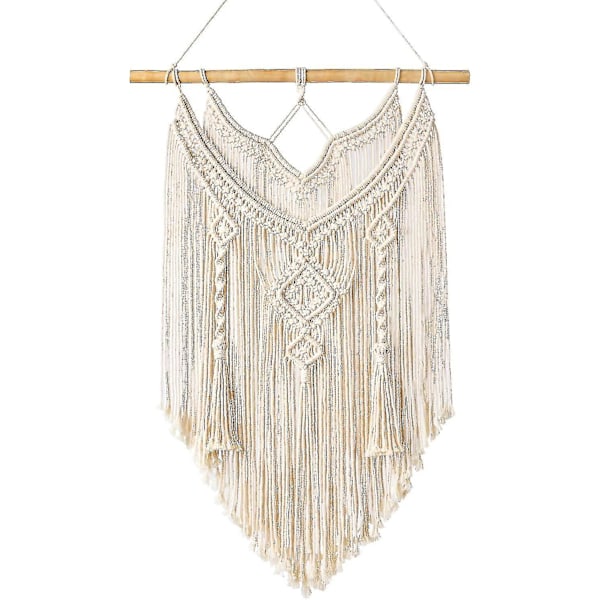 Macrame-seinävaate, tyylikäs puinen seinävaate, kudottu seinäkoriste, indie-tyyli