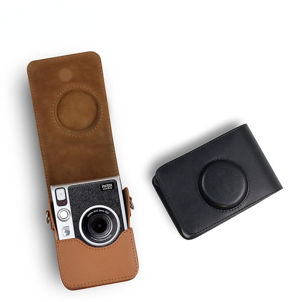 Polaroid læder kamera cover mini evo opbevaring læder taske pu læder kamera beskyttelsestaske digital fotografering læder taske Black texture