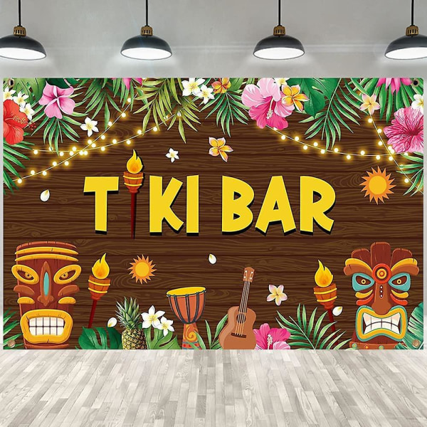 Hawaiiansk Luau-festdekoration, Tiki-banderoll, sommar Tiki-bar bakgrundsfotografering bakgrund, Hawaiianska festdekorationer S-95x75cm