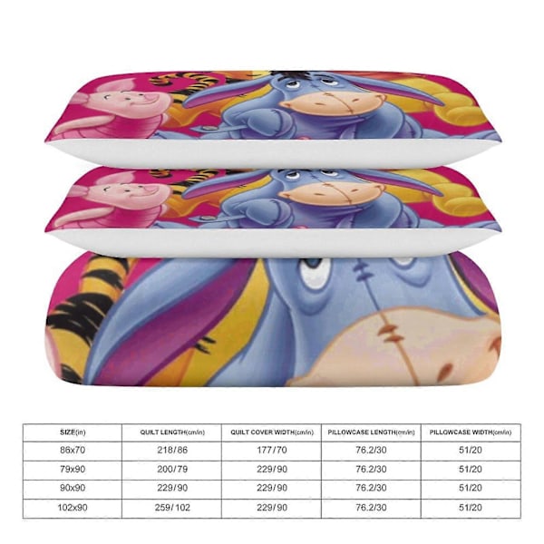 v377 Winnie the Pooh 3-delt sengesett for enkeltseng - Inkluderer 1 enkeldyne og 2 putetrekk - Falmebestandig mikrofiber - Winnie the Pooh io377 200x200cm 78x78in