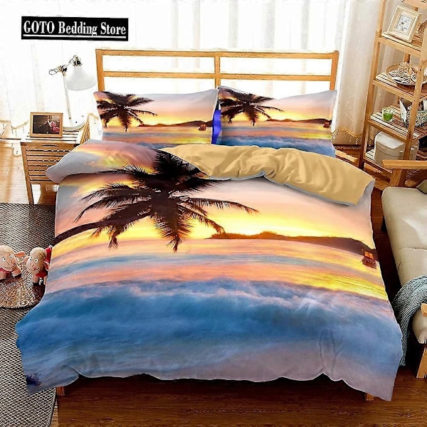 v488 Sängkläder Täcke Örngott Set Strand Lyx Sängkläder Soluppgång Påslakan Set Hemtextil California King Sängkläder % Hög Kvalitet 3-Delars Sängset 240x260cm 94x102in