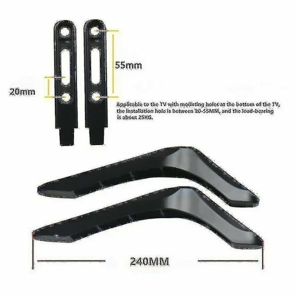 2 st universella TV-stativ basfäste kompatibel med 32-65 tum Samsung Vizio Sony LCD TV ej kompatibel med LG TV svart TV-fäste bordsstativ