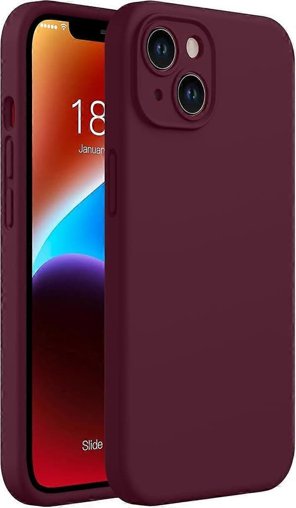 Duty Silicone Case for iPhone 14 - Military Drop Protection, Camera Protection, Scratch-Free Interior, Wine Red