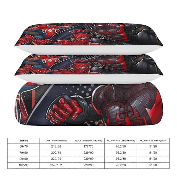v895 Spider-Man 3-delt sengesett for enkeltseng - Inkluderer 1 enkelt dyne og 2 putevar sengetøy - Falmebestandig mikrofiber - Spider io895 135x200cm 53x78in