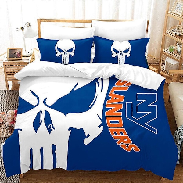 v5064 Sängkläder New York Islanders 3 Delars Sängset Påslakan Täcke Örngott Mjuka Lakan IU5064 135x200cm 53x78in