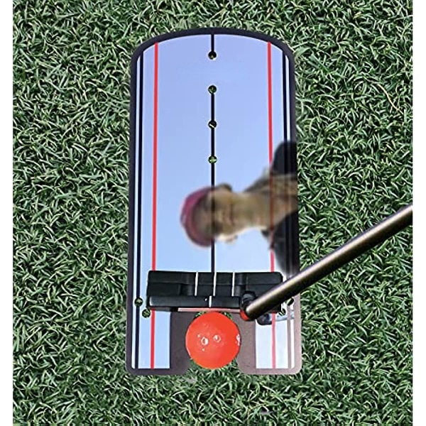 Golfputtejusteringsspejl, bærbar golfputtingtræningshjælp 12 X 6 til udendørs golfputøvelse Black red