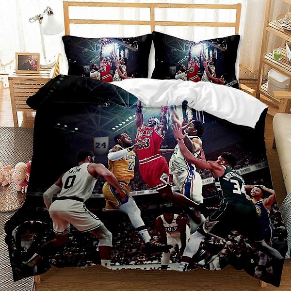 v547 Sengetøy Basketball Dynetrekksett Jujutsu Kaisen Putetrekk Størrelse Gutt Seng 3-delt Sengesett (1 Dynetrekk + 2 Putetrekk) y547 135x200cm 53x78in