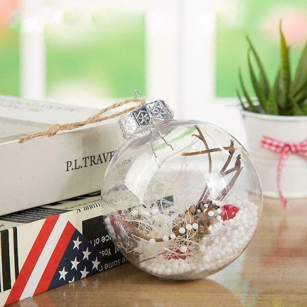 Klar Plast Ball Baubles Sphere Fyllbara Diy Ornament Decors Silver 10 PCS