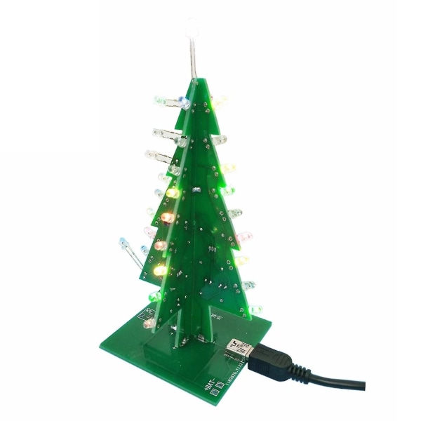 1 set Julgran Kreativt Tredimensionellt mångsidigt roligt Realistiskt Dekorativt Gör-det-själv 3d Xmas Tree Röd/grön/gul LED-blixtkretssats Electron
