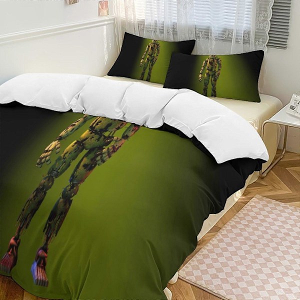 v1048 Five Nightat Freddy Quilt Sæt Tyk Blød 3 Dele Sengesæt Helårs Dynebetræk med 2 Pudebetræk til Voksne Kvinder Piger Teenagere Hjemmeværelse 200x200cm 78x78in