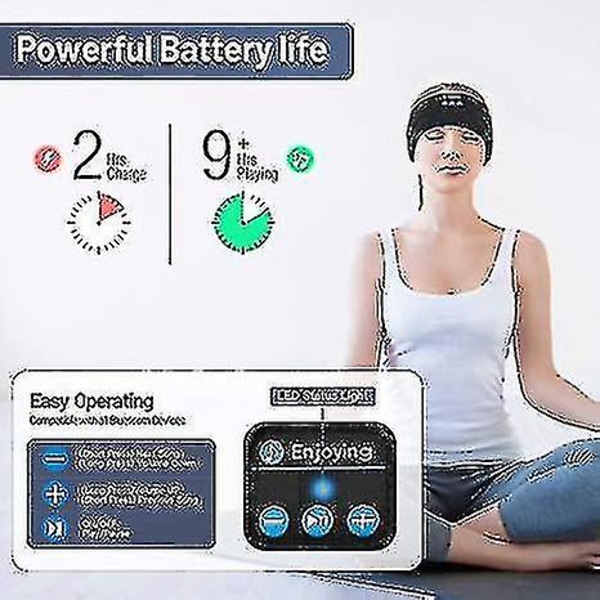 3 in 1 Bluetooth-kuulokkeet, urheilupanta, ohut, pehmeä, joustava, mukava langaton musiikki, sivuun nukkuva silmämaski
