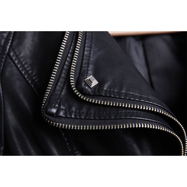 Biker-jakke i imiteret læder med besat perfekt form til kvinder L