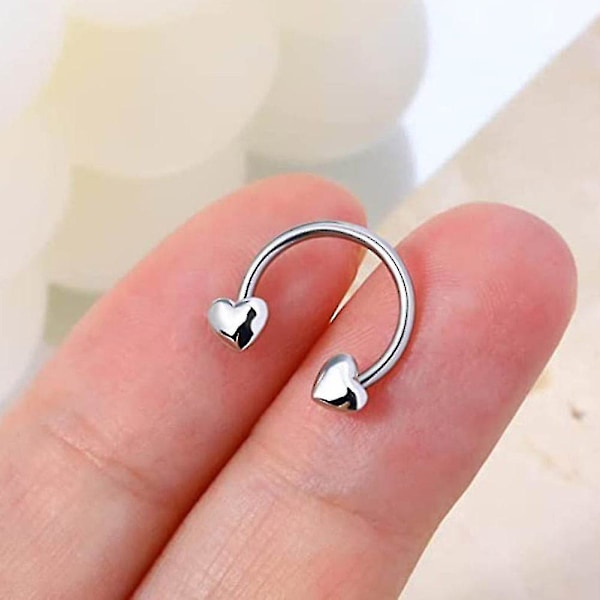 Rustfrit stål ringe til septum, næse, hjerte, stjerne, stud, øreringe, loop piercinger WHBYV Heart Silver
