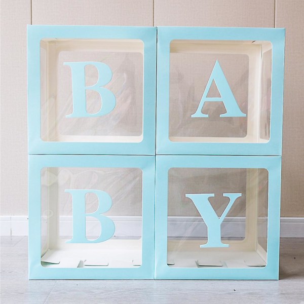 4 stk/sæt Baby bogstaver ballonæsker til baby fødselsdagsfest bryllupsforslag dekoration Blue