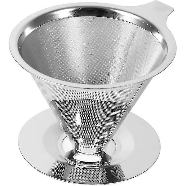 Kaffe filter, rostfritt stål häll över kaffedripper dubbla lager nätfilter kaffekon droppe med koppstativ för hemmakontorsbruk