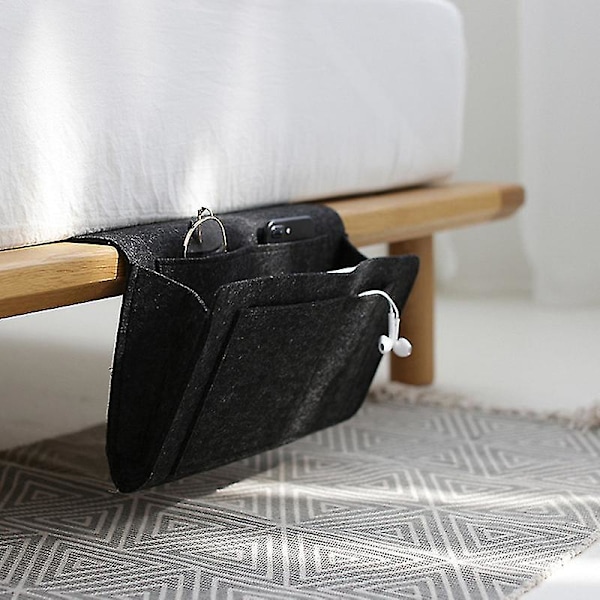 Filtseng Caddy Hængende Organizer Lomme Opbevaringspose Magasin Telefon Tablet Black
