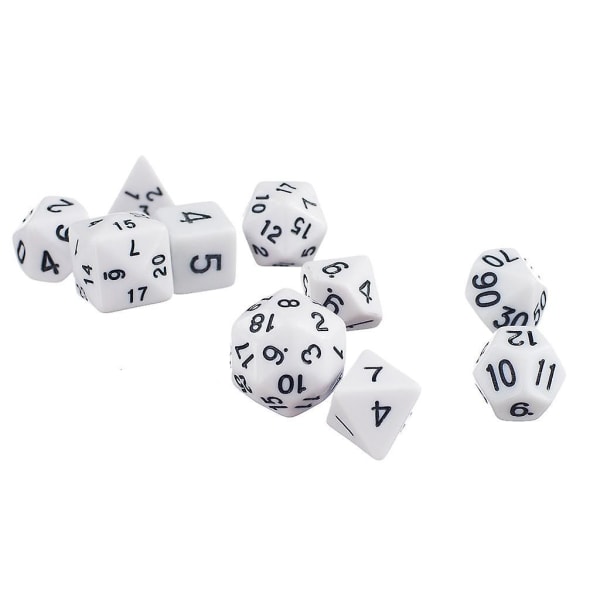 10pcs/set Trpg Games D4-d30 Multi-sided Dice White