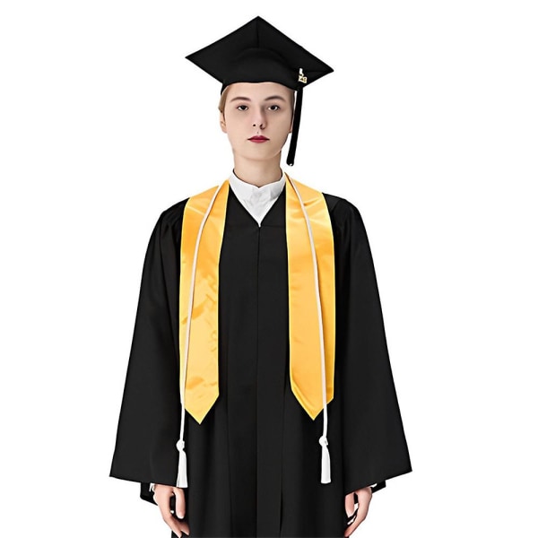 Unisex Studenters Enkle Graduering Stjålet Sash For Akademisk Start Solid Graduering Seremoniell Sash Yellow