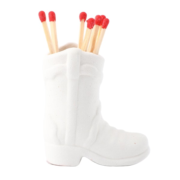 Cowboy Boot Tändsticksställ - Tändsticksställ Med Tändare - Badrum Tändsticksställ - Cowboy Boot Dekor Cowgirl - Mycket Söt Dekoration För Inredning White