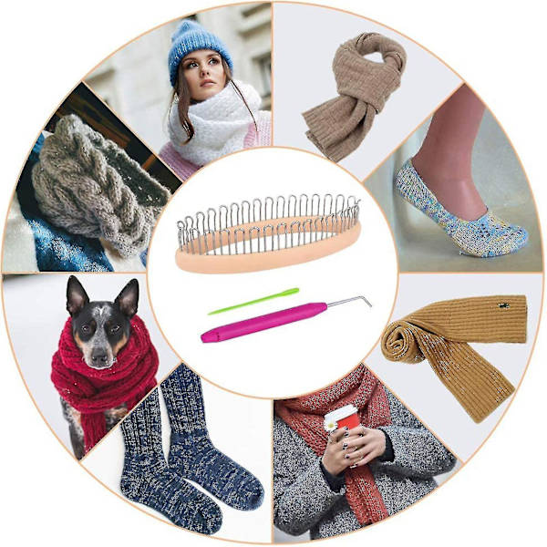 Sock Loom Kit med virkning med hæklenål strikkekit til fremstilling af sokker hatte