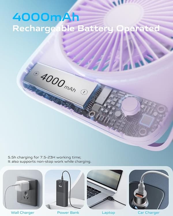 Bordventilator Bærbar Ventilator Genopladelig