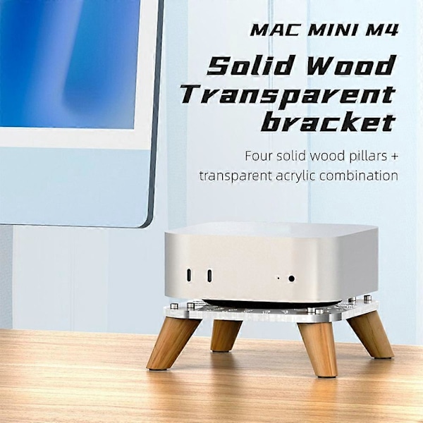 AODUKE AJM4-4 Stativ för Mac Mini M4 Pro Mini PC i Trä, Vertikal Kylbas
