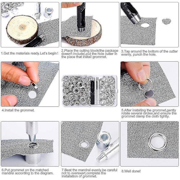 Grommet Ögleverktygssats 12mm 100 set med 3 st Grommet