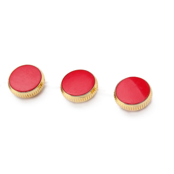 Set Of 3 Pieces Gold Plated Red Stone Finger Buttons For Trumpet Repairing