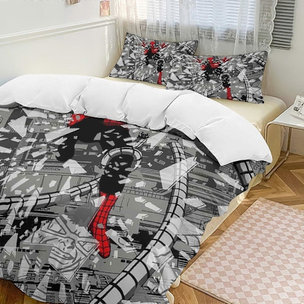 v785 Spider-Man 3-delat Bäddset för Enkelsäng - Inkluderar 1 Enkelt Täcke och 2 Örngott - Färgbeständig Mikrofiber - Spider io785 135x200cm 53x78in