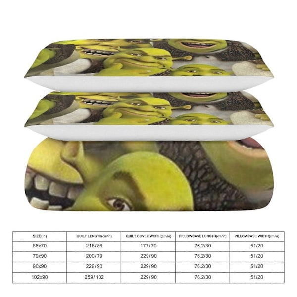 x95 Shrek 3-delt sengetøjssæt Varmt og behageligt blødt dynebetræk sengetøjssæt med 1 dynebetræk og 2 pudebetræk til soveværelse b95 240x260cm 94x102in