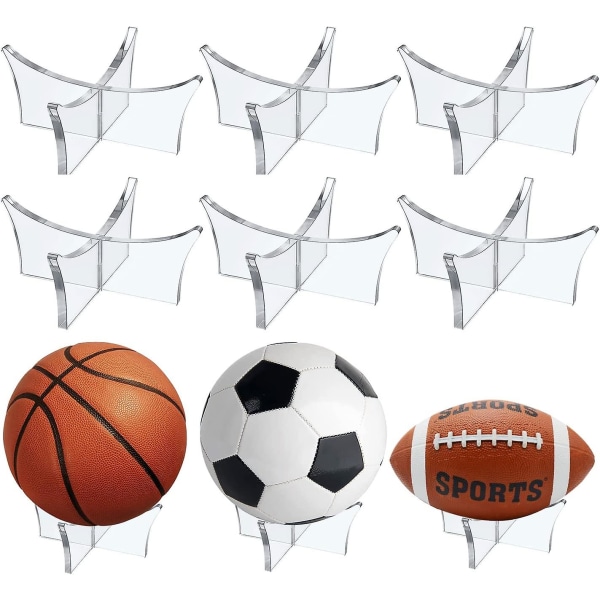 Akryl ballstativholder, balldisplaystativ for fotball basketball fotballholder, ball oppbevaringsdisplaystativ Transparent 6pcs