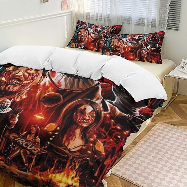 x445 Terrifier 3-osainen vuodevaatesetti Lämmin ja mukava pehmeä pussilakanasetti, jossa 1 pussilakana ja 2 tyynyliinaa makuuhuoneeseen b445 135x200cm 53x78in