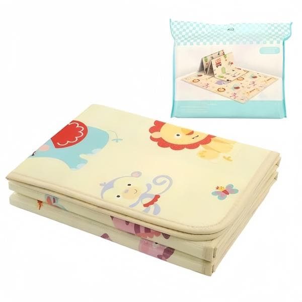Baby Play Mat, 180x100x1cm Thick Foldable Double-Sided Mat, Double-Sided Waterproof, Foam Floor Mat with Edge Crawling Mat