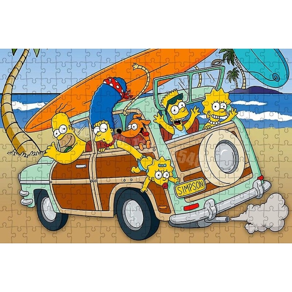The Simpsons Puslespil 35/300/500/1000 brikker Klassiske tegneseriepuslespil til voksne Børn Pædagogisk samle legetøj Familiespil Style J 300PCS
