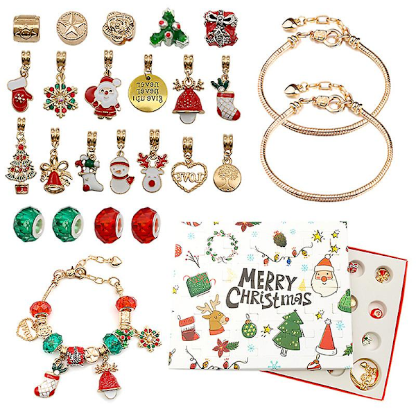 24pcs Necklace Pendant Christmas Countdown Calendar Blind Box Bracelet Gift Box Shytmv Gold