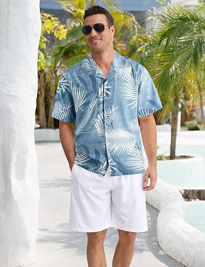 Hawaiiskjorter til mænd med korte ærmer og knapper