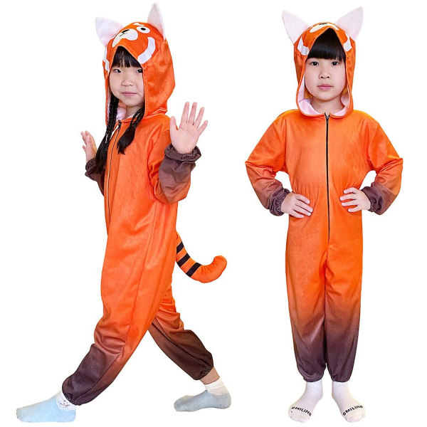 Turning Red Mei Red Panda Cosplay-asu Lasten Poika Tyttö Juhla Hupullinen Haalari Tyylikäs Pukeutuminen 8-10 Years