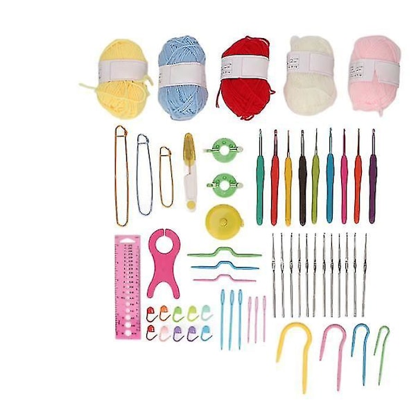 Virka set virka kit linjal sax stift aluminium måttband ergonomisk virknål set med