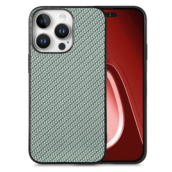 iPhone 16 Pro -kotelo hiilikuitu-pinnalla PU+PC+TPU - Multicolor Green