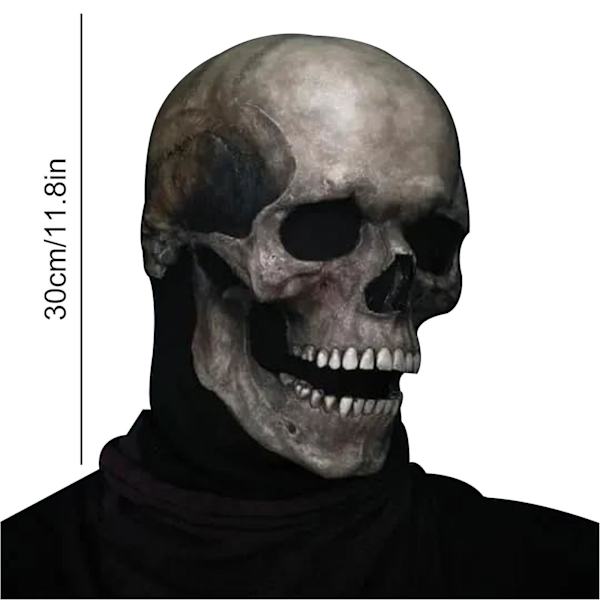 Halloween Fuld Hoved Skalle Maske Hjelm Kæbe Bevægelig Skelet Cosplay Gyser Skræmmende Dark color