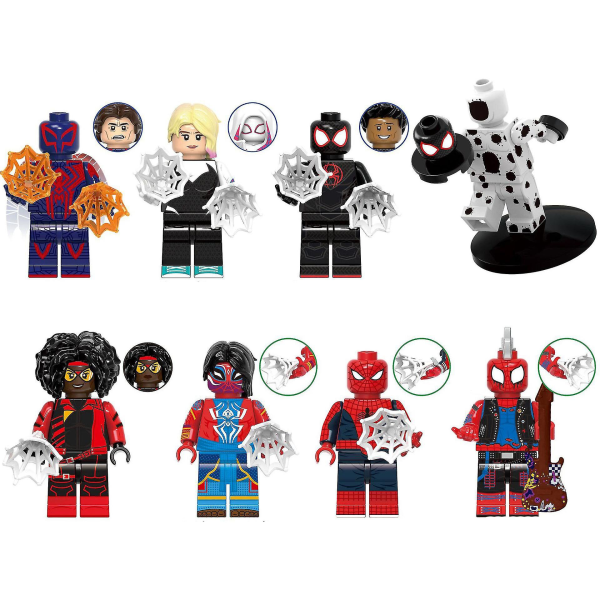 8 st/set Marvel Spider-man Miles Gwen Series Minifigur Byggklossar Actionfigurer Leksaker Present till Barn