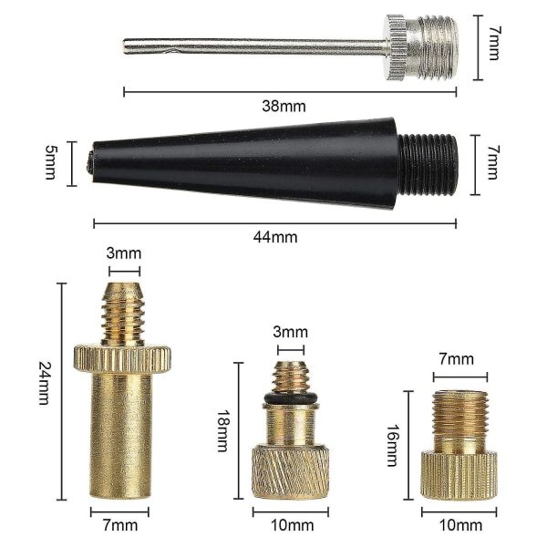 5 stk. ventiladapter sæt Dunlop ventiladapter cykel luftpumpe oppustningsnål dyse sæt bilventil