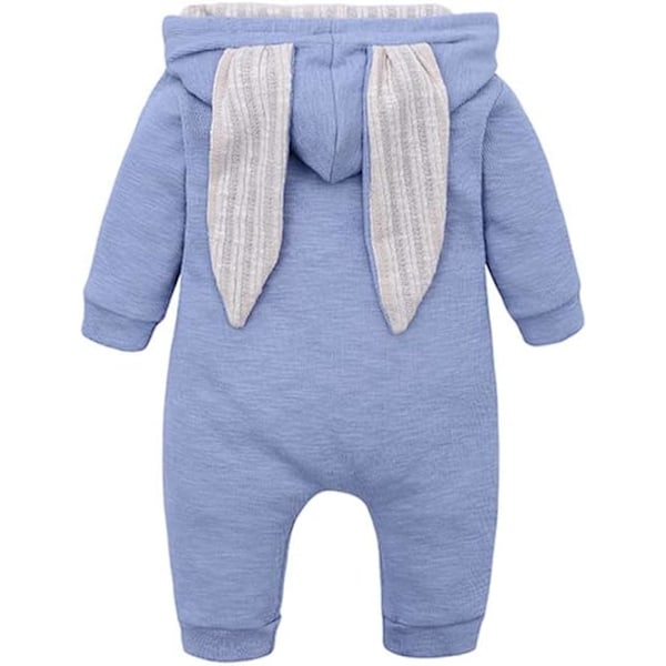 Baby Jumpsuit Gutt Jente Nyfødt 0-18 måneder Bomull Høst og Vinter, Romper med Øre Romper Heldress Baby Bodyer 59 Purple