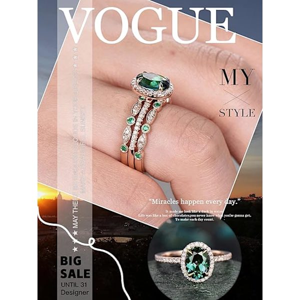 Oval Zirkon Ring, Elegant Retro Damring Set, 3-delad set, Storlek 7, Moderiktig och minimalistisk zirkonring, Kan staplas med legering