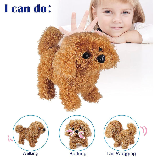 Plysch Husky Dog Toy Puppy Electronic Interactive Pet Dog - Promenader, skällande, viftande svans, stretching sällskapsdjur för barn (pudelhund)